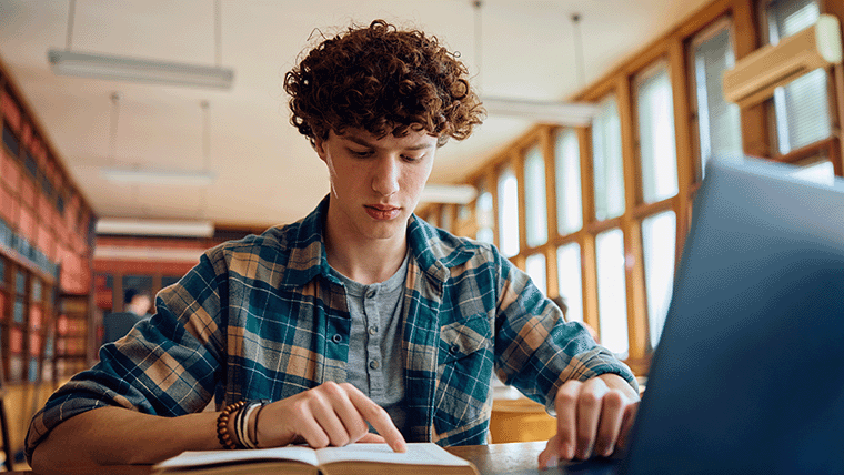 Student working hard