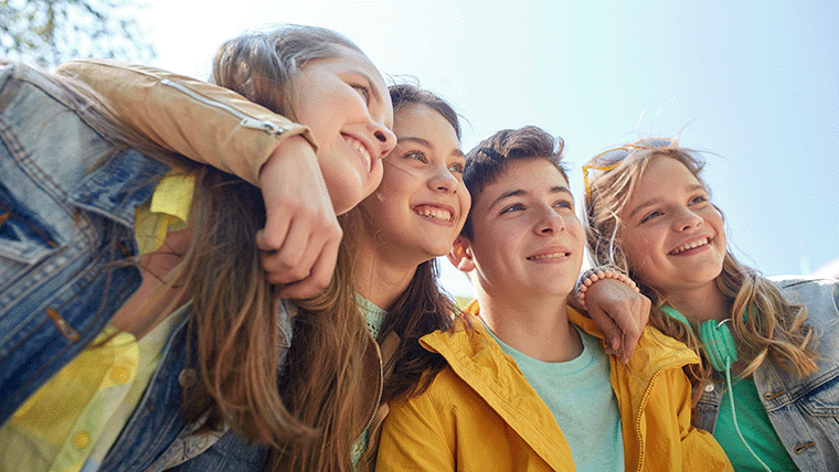 Group of happy students